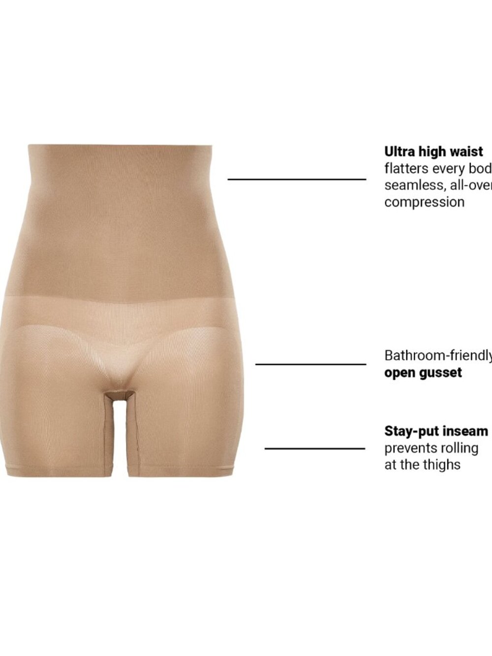 Yitty Nearly Naked Shapewear Ultra High Waist Booty Lift Short M/L Women